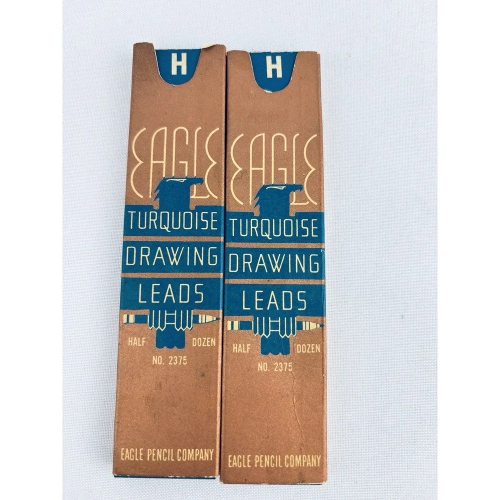 Vintage No. 2375 Eagle Pencil Co. Drawing Leads Turquoise 2 Boxes‎ - Partial One